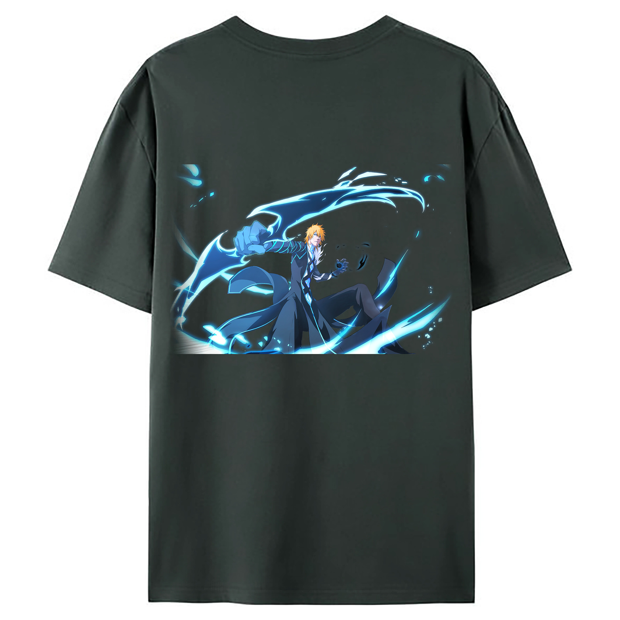 （画像用） ブリーチ 黒崎一護（くろさき いちご）BLEACH Kurosaki Ichigo 綿100％ メンズ半袖Tシャツ（バックプリント） 通気性